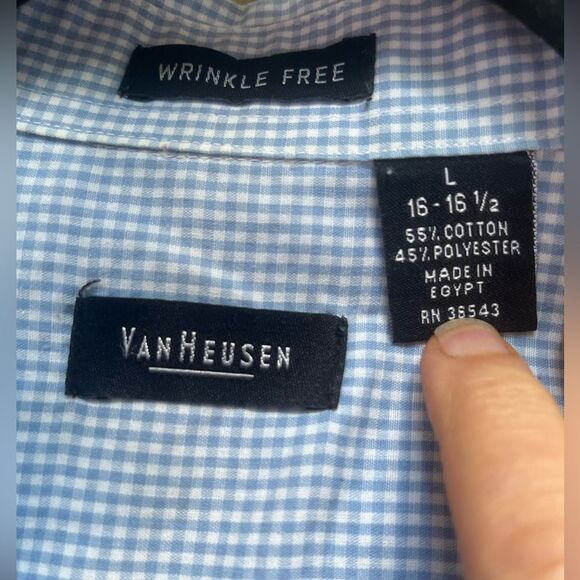 Van Heussen blue/white shirt-sleeved shirt, chest pocket, light & comfy, size L - Picture 3 of 7